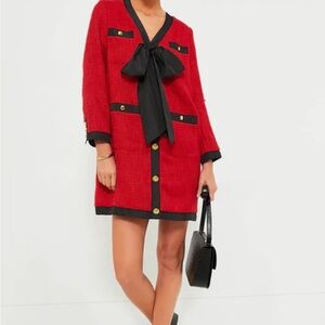 Avara Red Tweed Bow Dress
